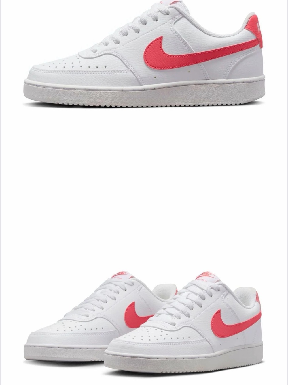 Nike Court Vision White Sneakers with Pink Swoosh